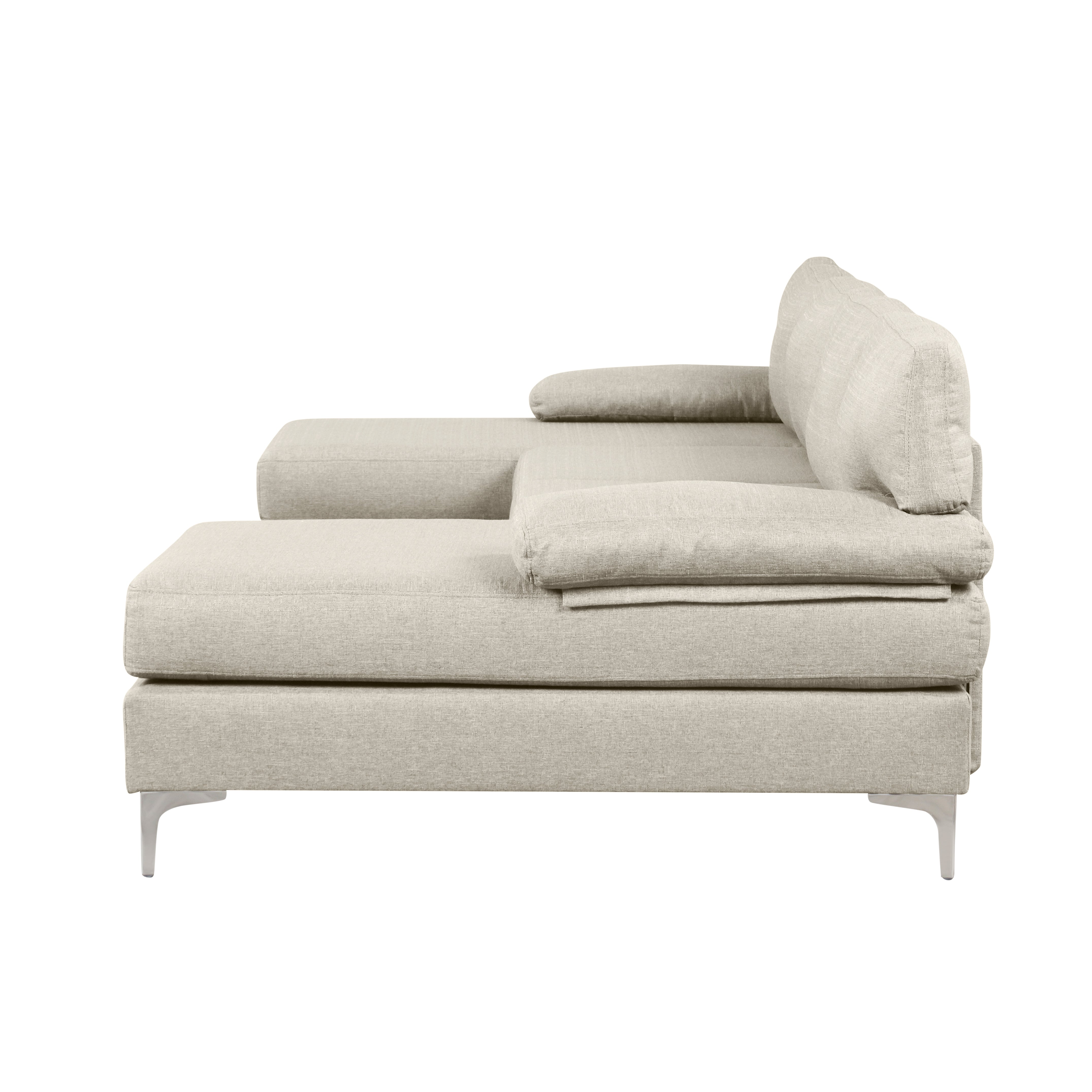 Sofamania large linen fabric sectional sofa with left deals facing chaise lounge