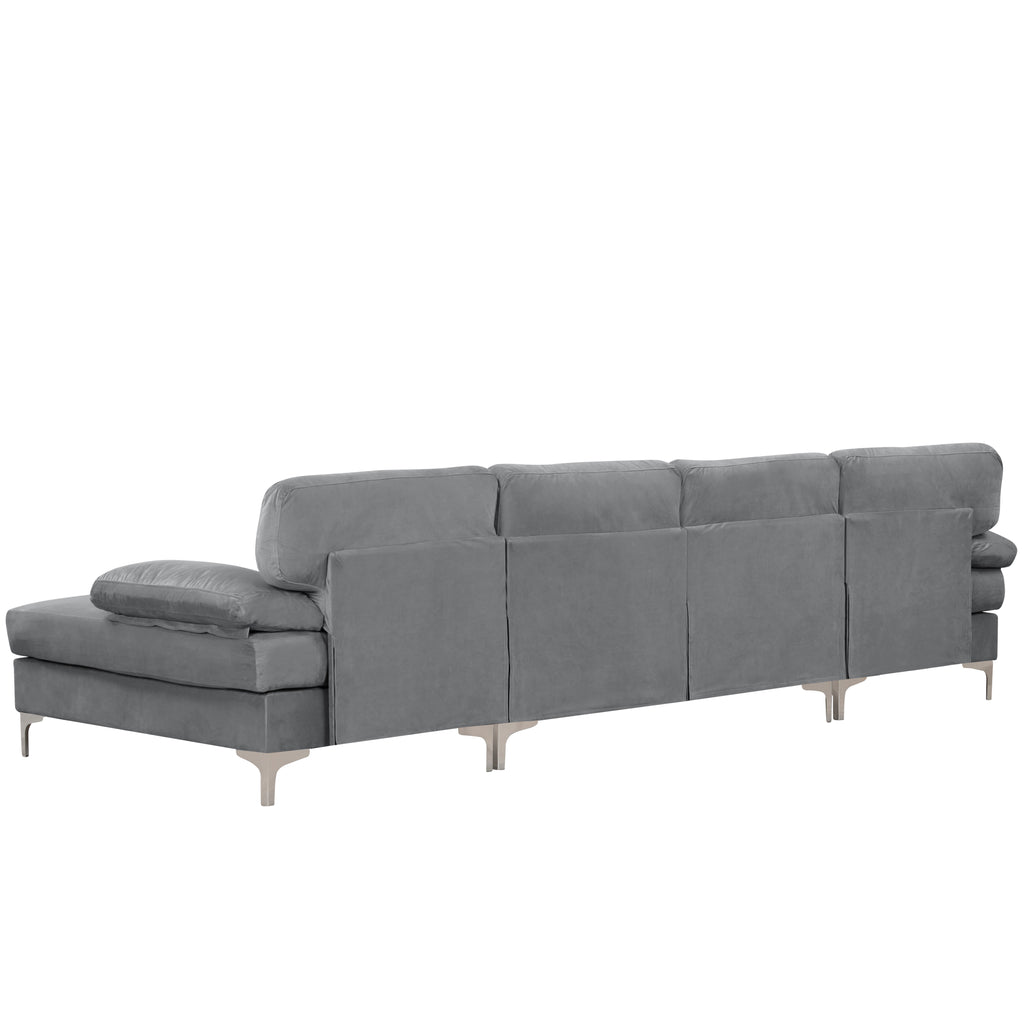 Sofamania large linen fabric sectional online sofa with left facing chaise lounge